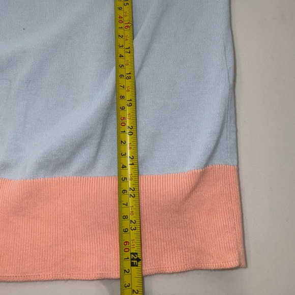 Lands’ End Blue Peach Colorblock Cotton Cardigan Sweater Button Front M - Picture 4 of 7